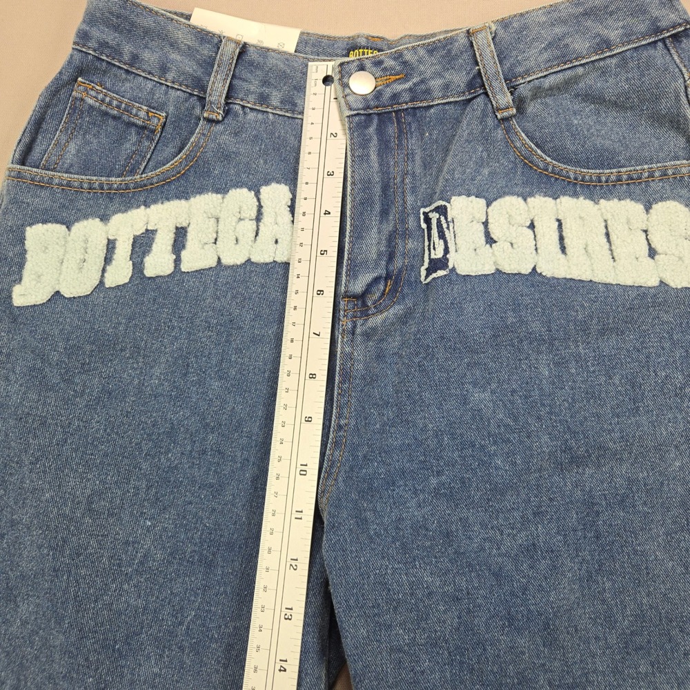 Bottega Desires Denim Shorts Chenille Patch Raw Hem Blue Mens Size L - Picture 15 of 15